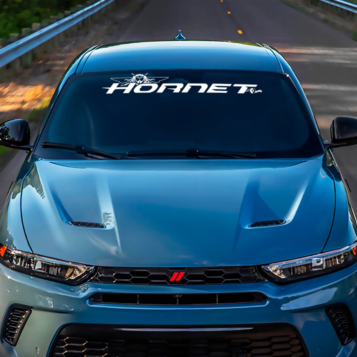 Windschutzscheibe Stripe Banner -Aufkleber - Benutzerdefinierte Vinylgrafik für Dodge Hornet 3
