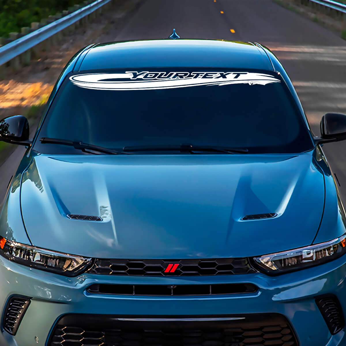 Custom Schriftzug Wellen-Stil Windschutzscheiben Vinylaufkleber für Dodge Hornet