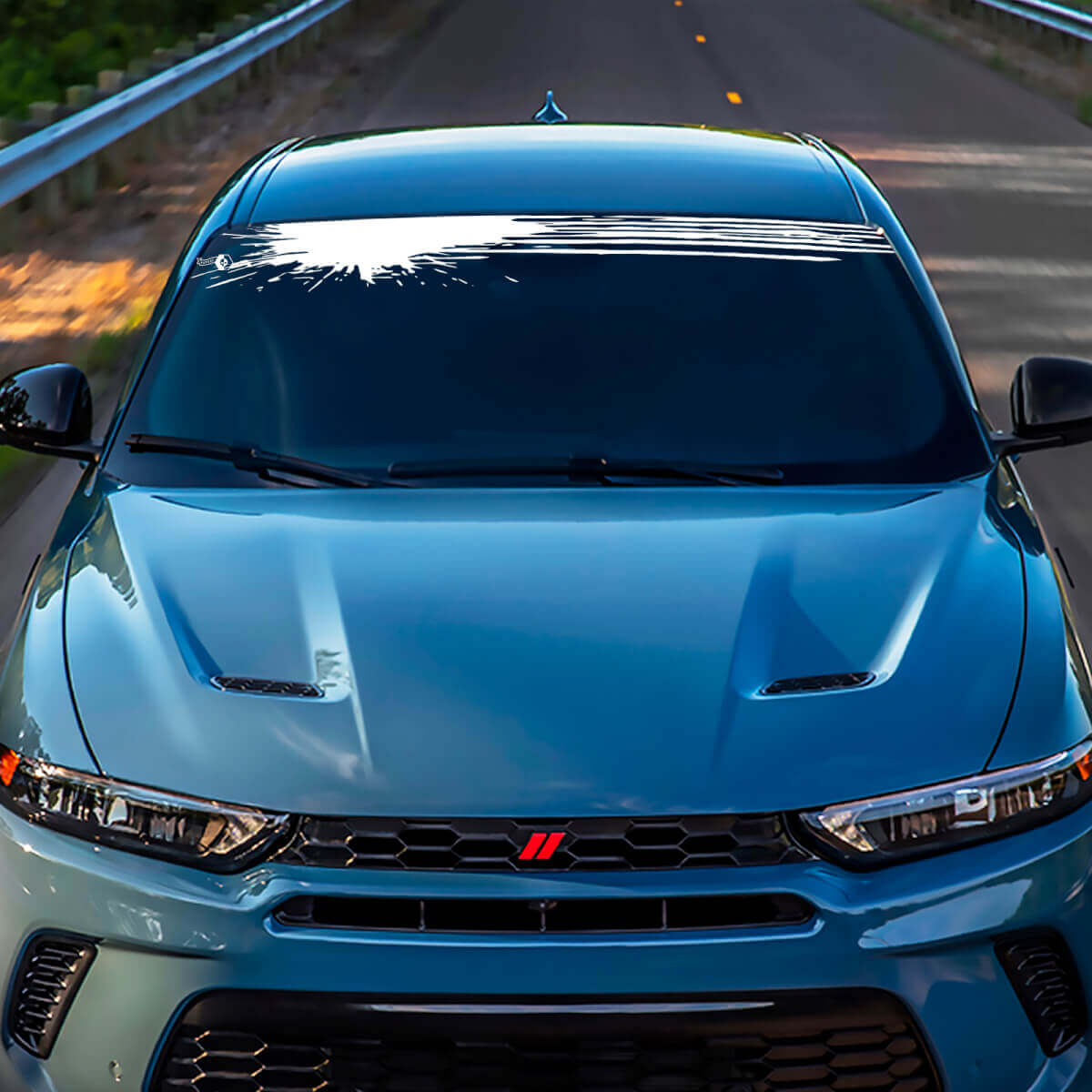 Blot Windschutzscheibe Streifen Banner Aufkleber - benutzerdefinierte Vinylgrafik für Dodge Hornet
