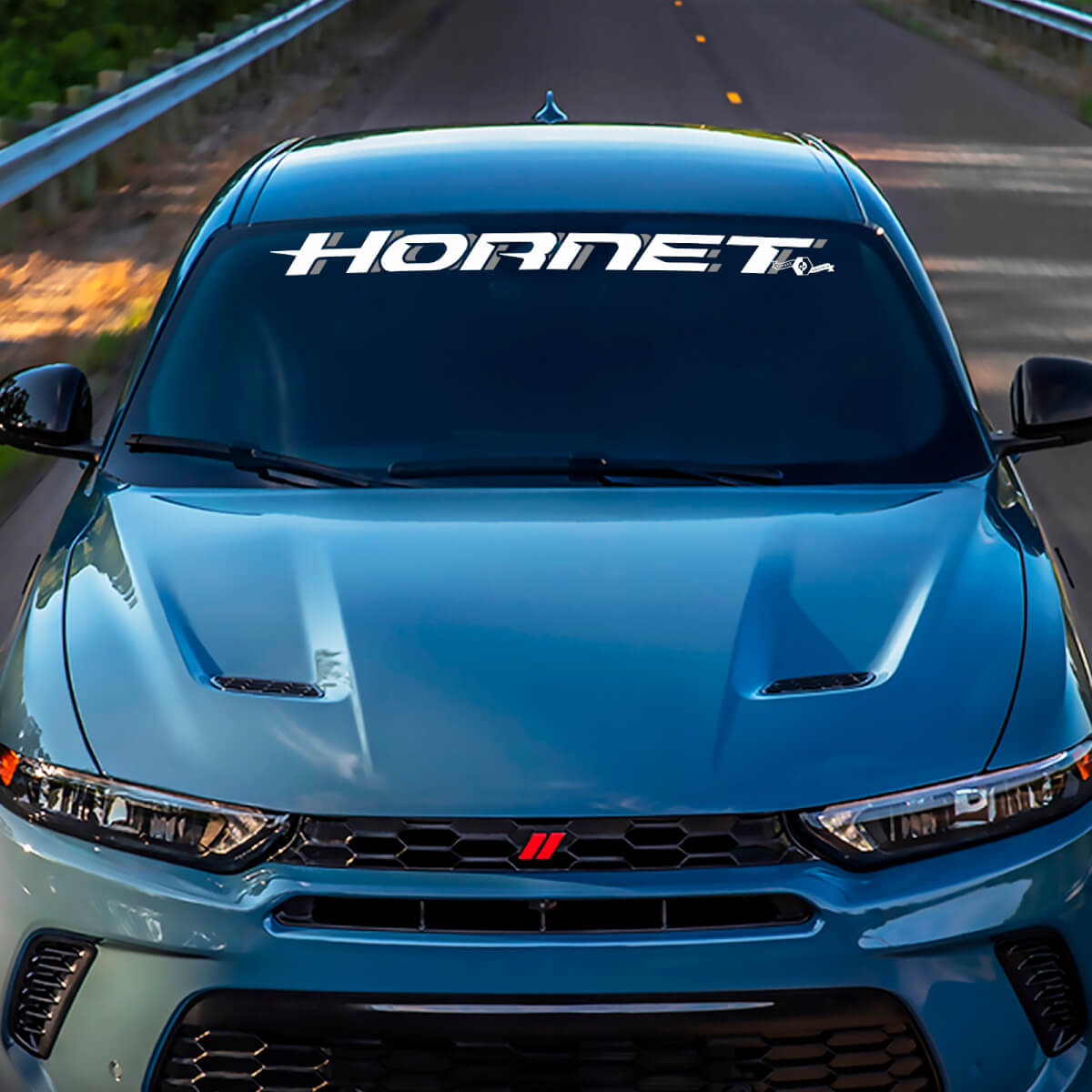 Windschutzscheibe Stripe Banner -Aufkleber - benutzerdefinierte Vinylgrafik für Dodge Hornet 5
