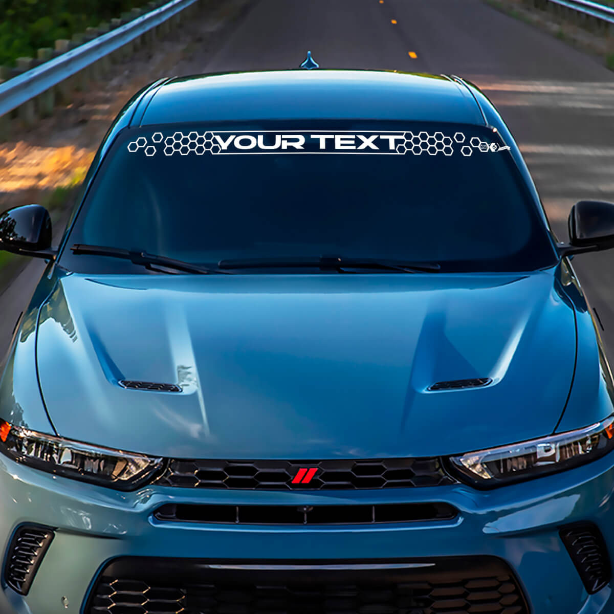 Maßgeschneiderte Buchstaben im Wabenstil Windschutzscheiben-Vinylaufkleber für Dodge Hornet