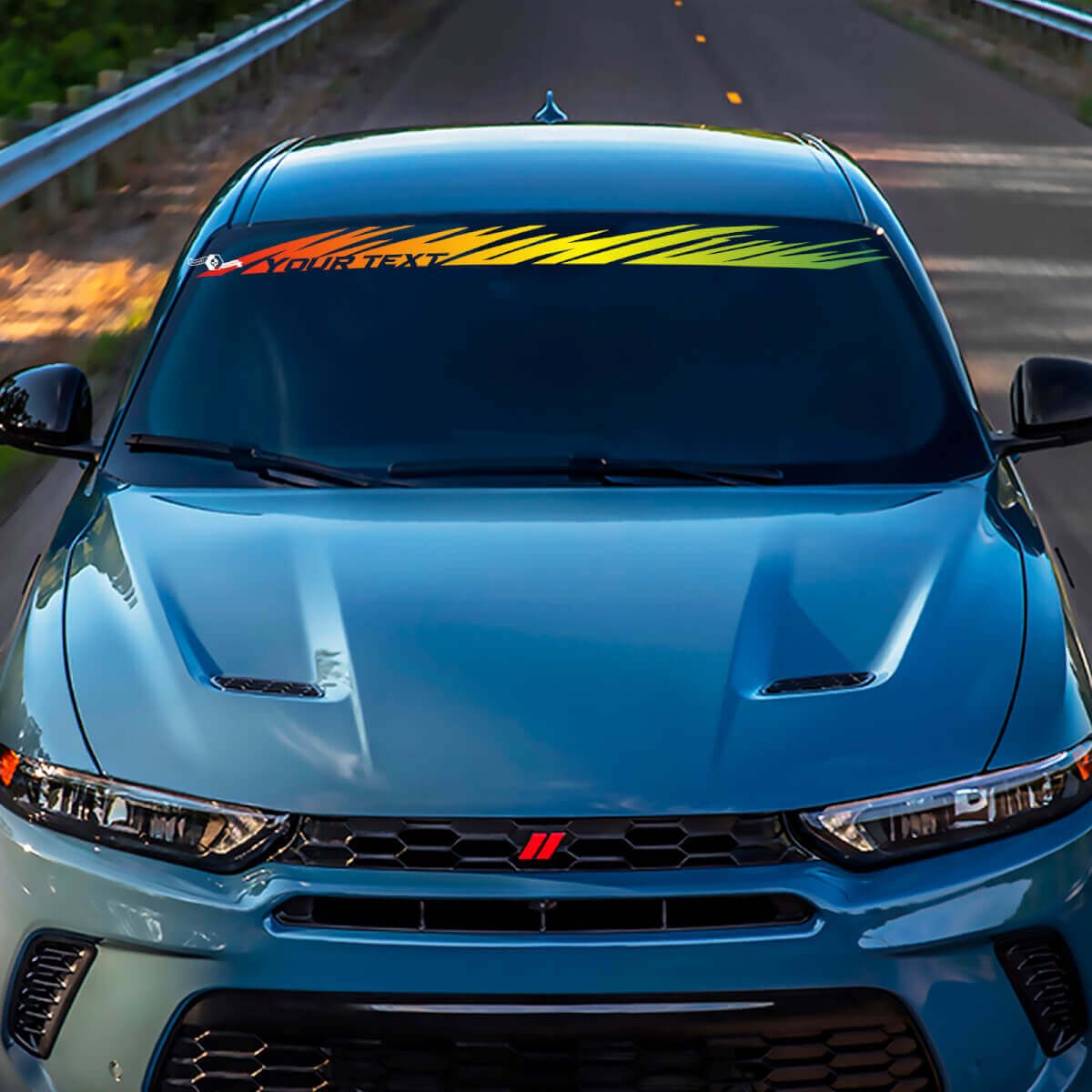 Benutzerdefinierte Farbe Abgenutztes Windschutzscheiben-Banner Vinylaufkleber für Dodge Hornet