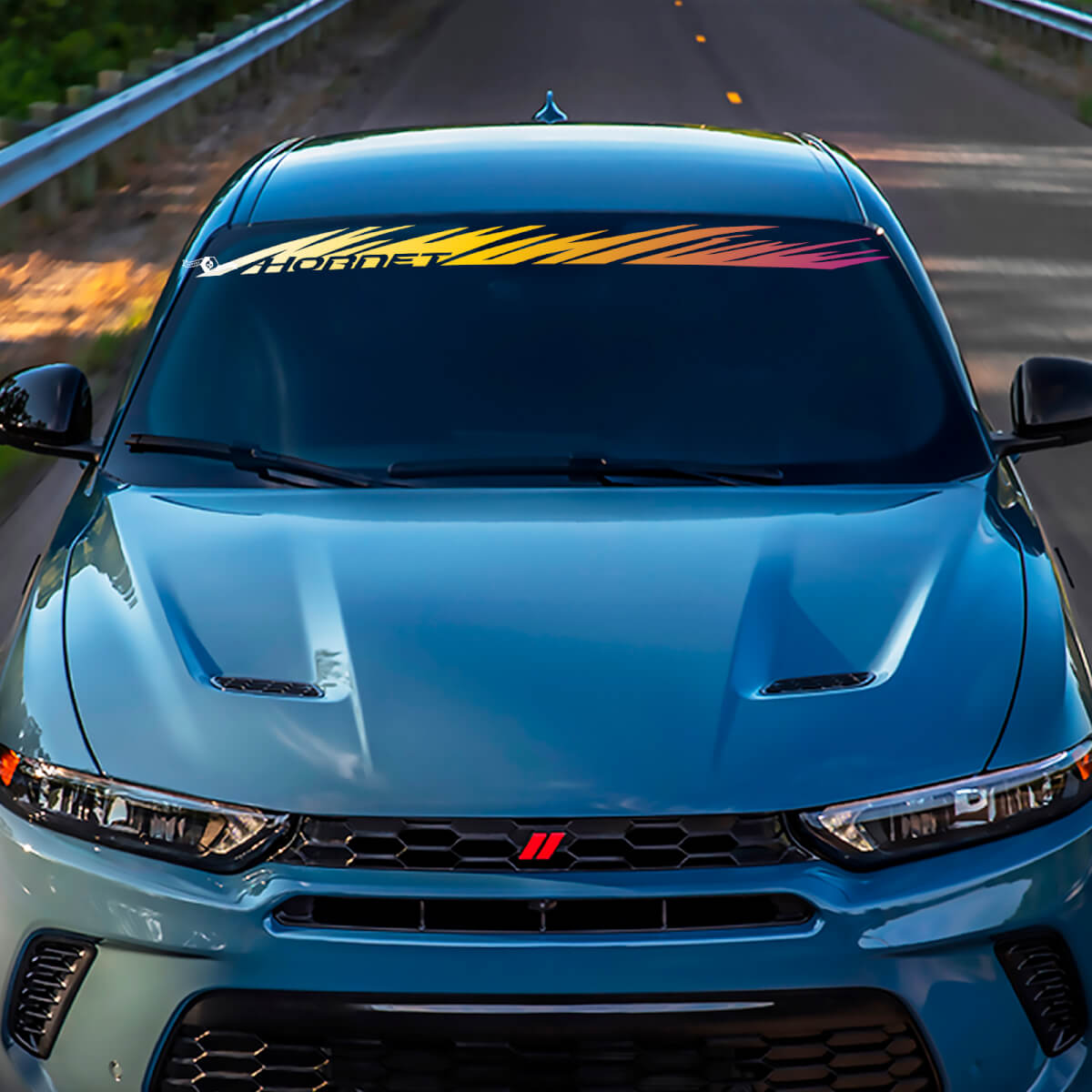 Windschutzscheibe Farbbanner Aufkleber - benutzerdefinierte Vinylgrafik für Dodge Hornet
