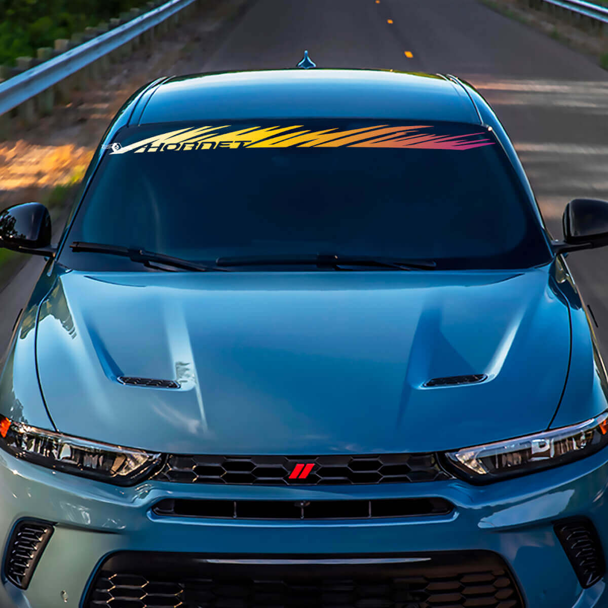 Windschutzscheibe Farbbanner Aufkleber - benutzerdefinierte Vinylgrafik für Dodge Hornet
