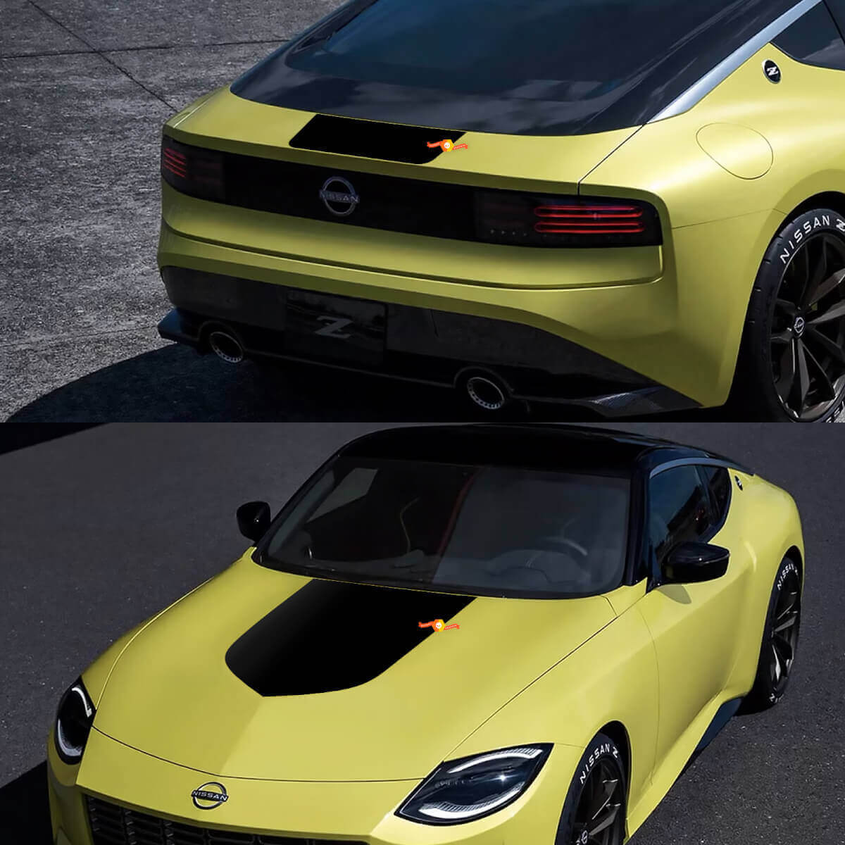 Blackout-Style Vinyl-Aufkleber-Set für Motorhaube und Kofferraum für Nissan Z Legend Edition