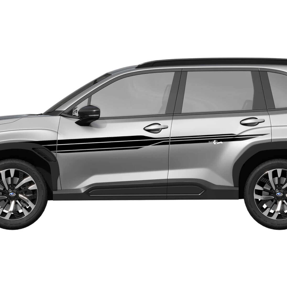Seitentürstreifen Racing Stripes Vinylaufkleber - Grafiksticker universelle Passform für Subaru Forester 1
