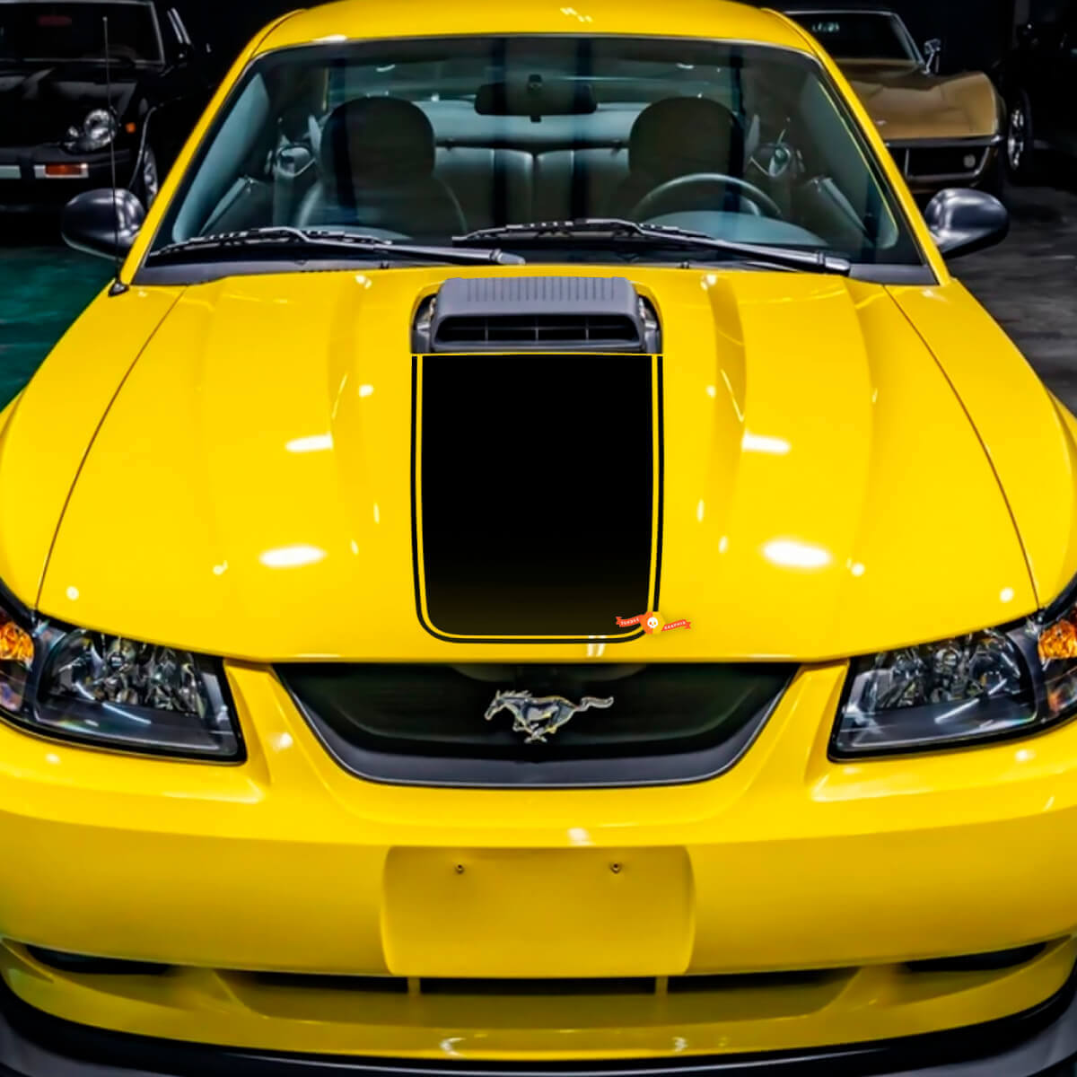 Hauben-Vinyl-Aufkleber 2 für Musclecar Musclecarmodel Mach 1