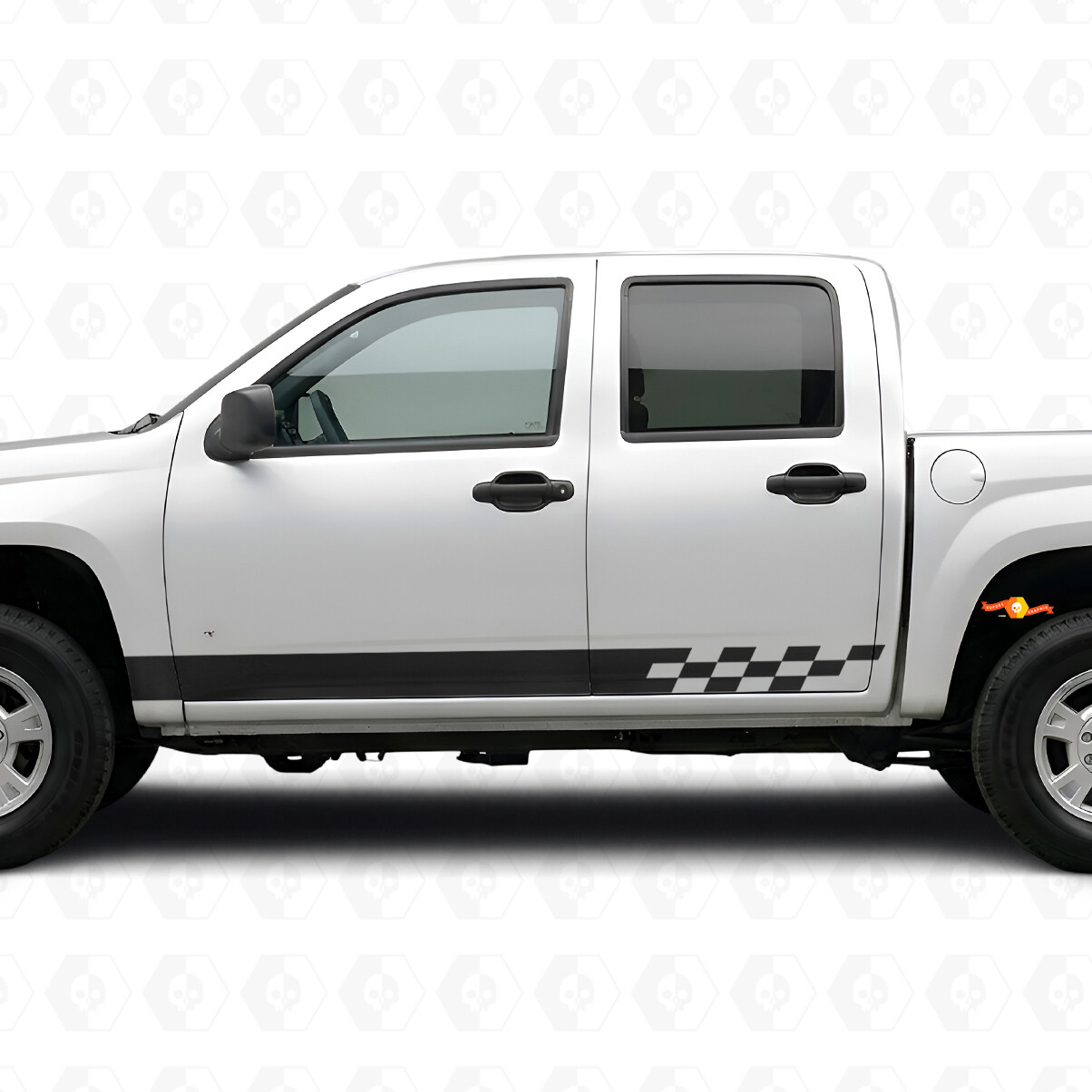 Schachbrettmuster Blitz Tür- & Schweller Vinyl-Streifen für Chevrolet Colorado 1. Gen 2004-2012