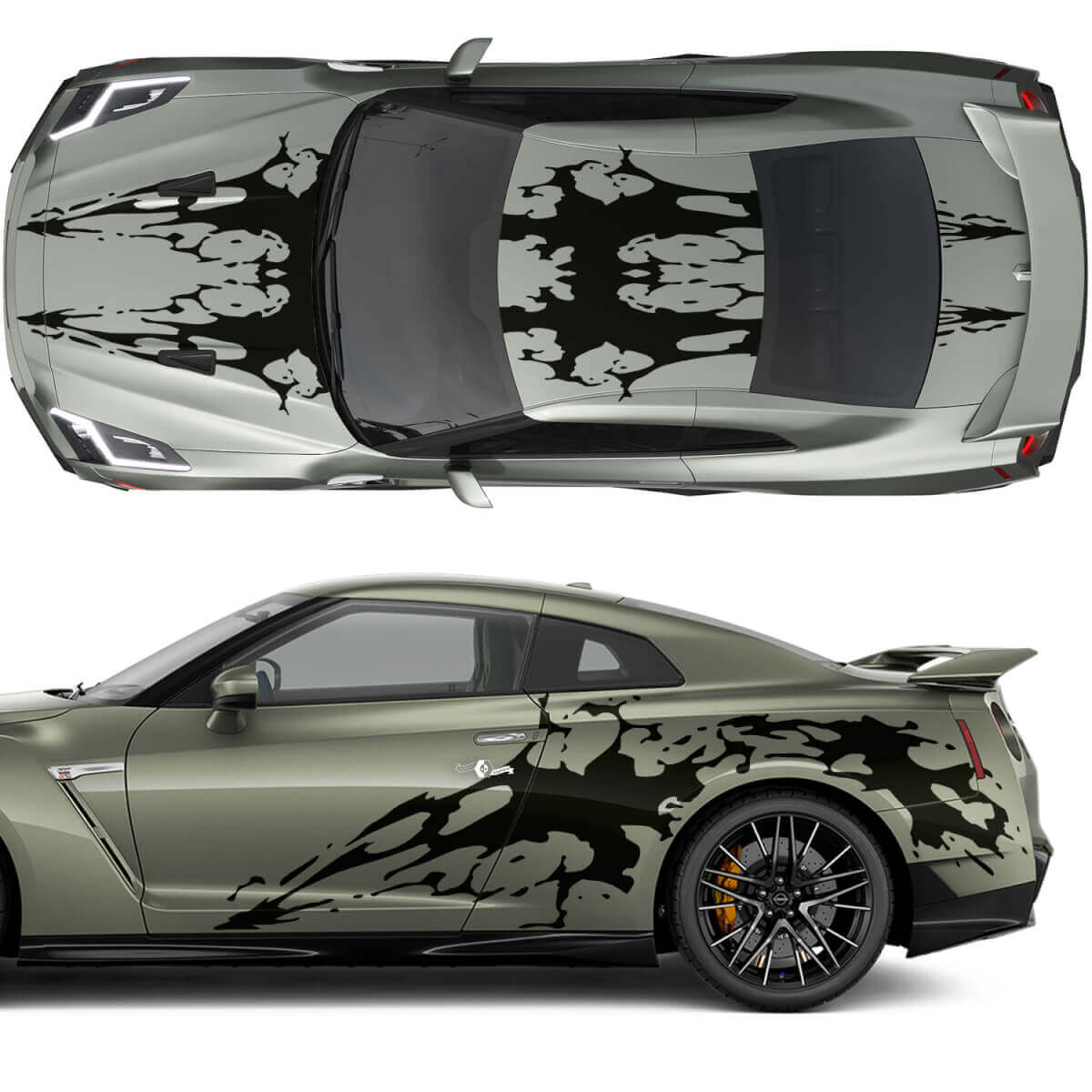 Kapuzen- und Seiten Dual Blood Graphics Stripes Decal Kit für Nissan GT-R
