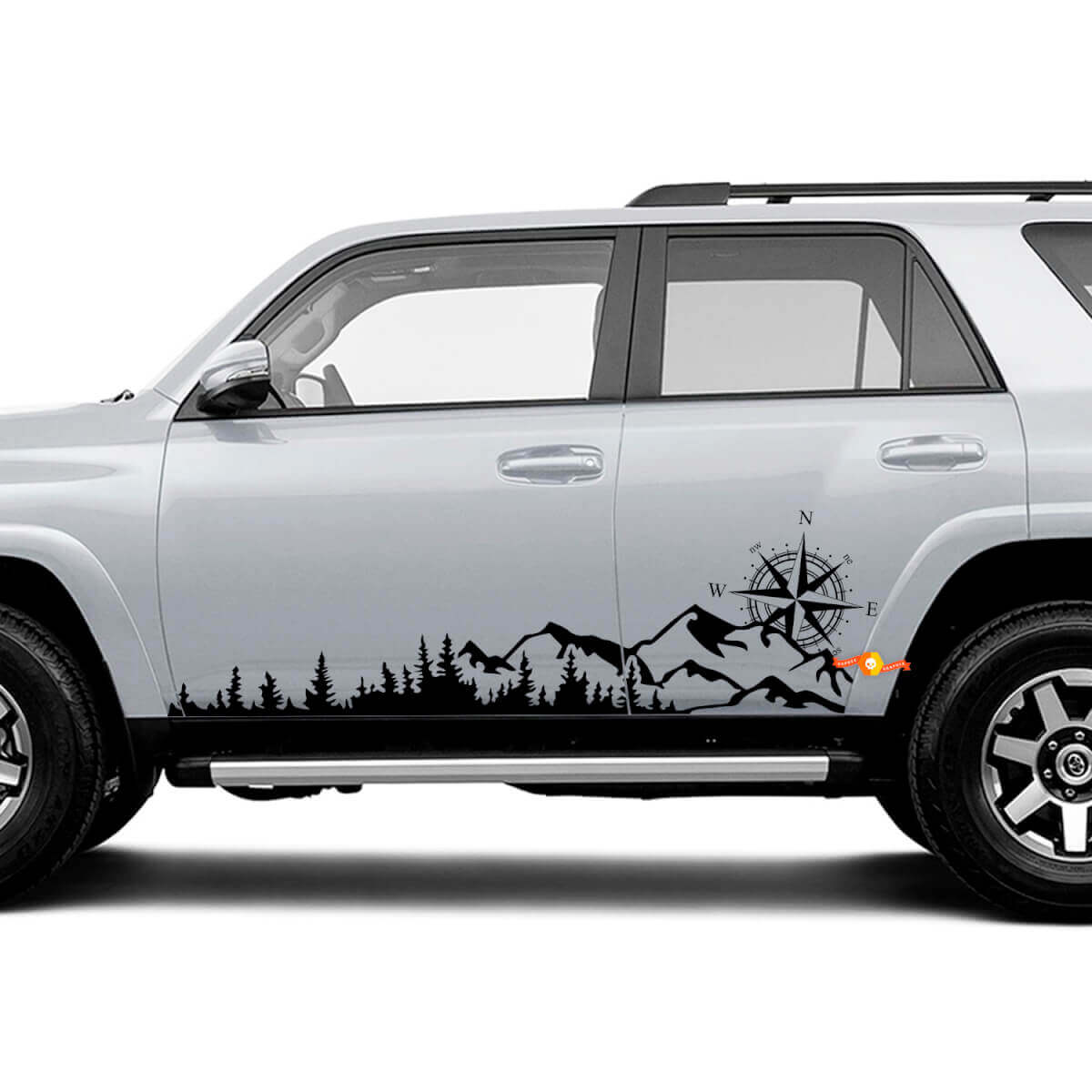 Berge & Kompass Seiten-Vinyl-Aufkleberset für Toyota 4Runner Tacoma Tundra
