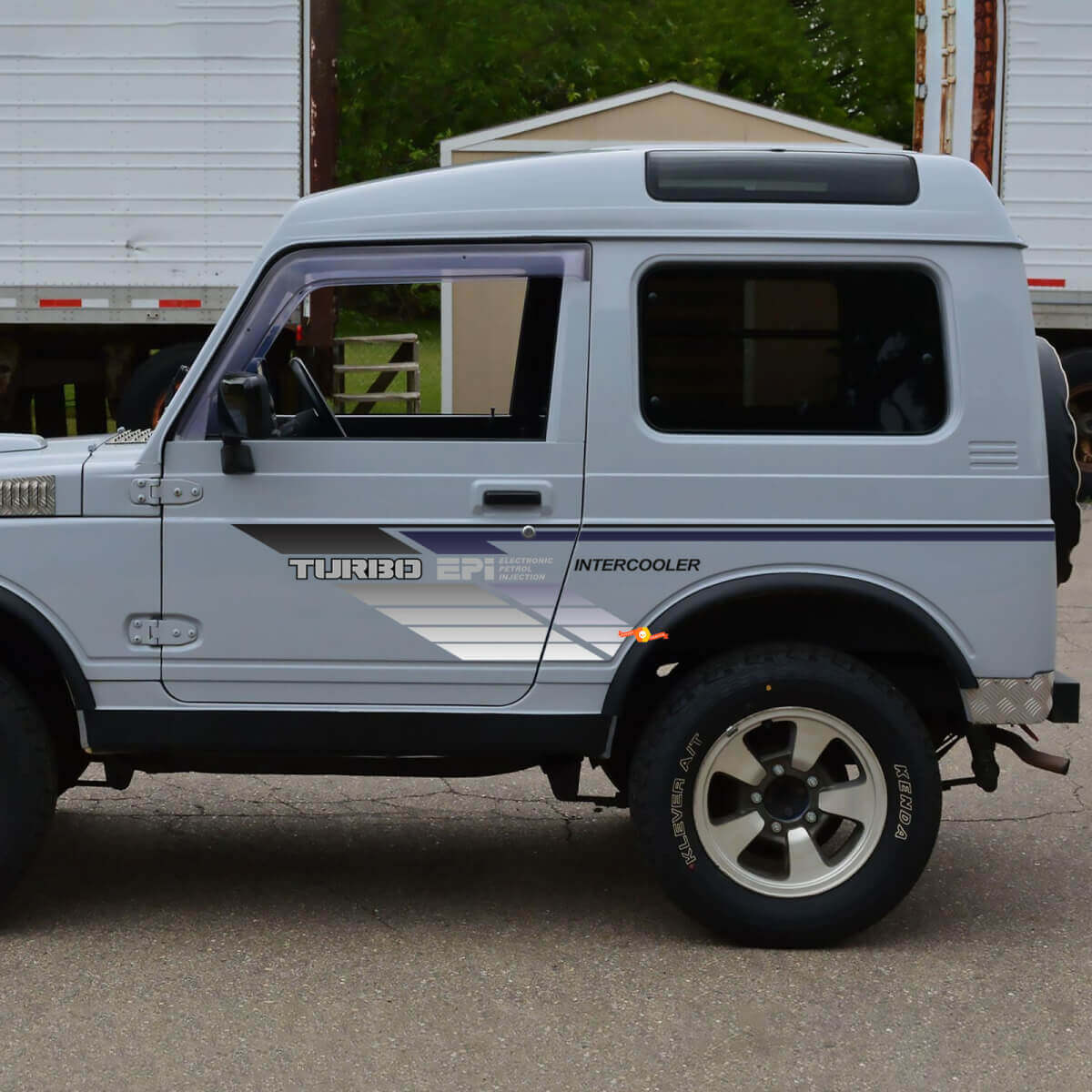 Suzuki Jimny Turbo Epi Intercooler Vintage Retro Stripes Türen Aufkleber -Aufkleber Grafik
