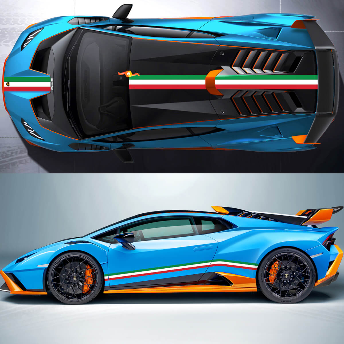Paar Lamborghini Urus 2021 2022 2023 Italienische Flaggen -Seitenhaube -Dachlinien Streifen Vinyl -Aufkleber -Aufkleber -Grafik

