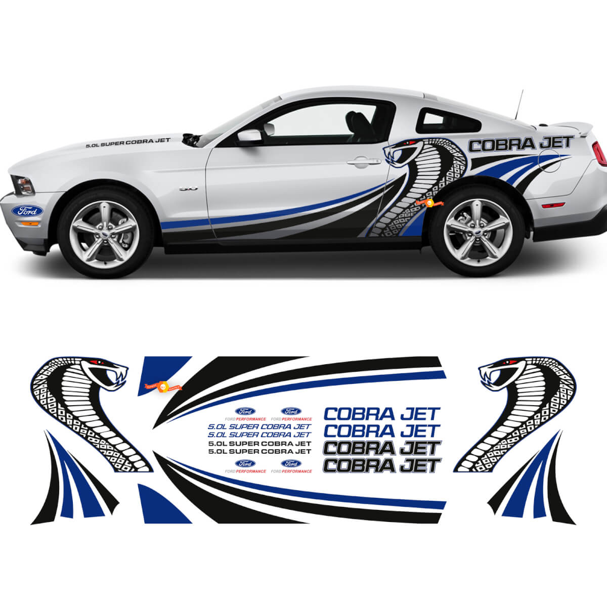 Cobra Jet Side Graphic Decals Sticker Racing Kit für Ford Mustang
