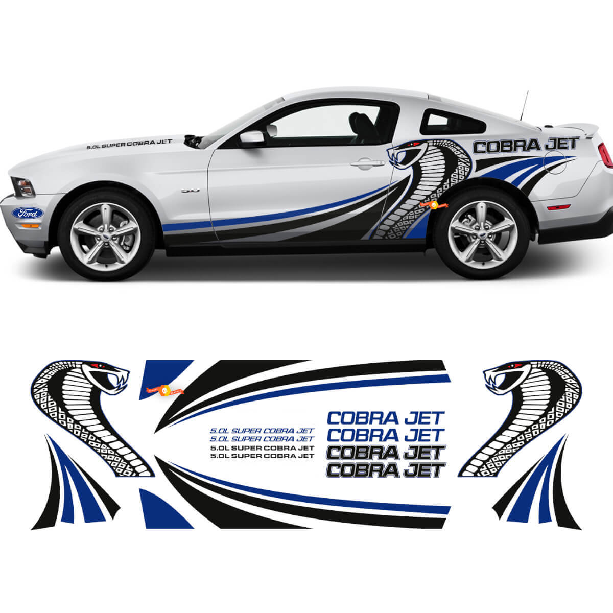 Cobra Jet Side Graphic Decals Sticker Racing Kit für Ford Mustang
