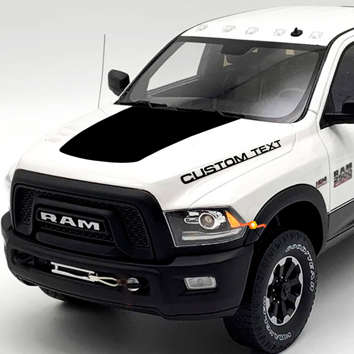 Blackout- & individuelle Text-Motorhauben-Vinylaufkleber-Kit für Dodge Ram 2500