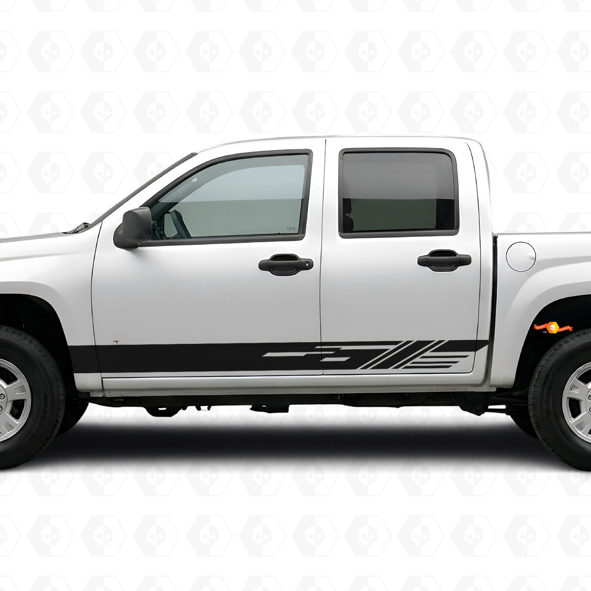Diagonale Schlitztür- und Schweller-Vinylstreifen für Chevrolet Colorado 1. Generation 2004-2012