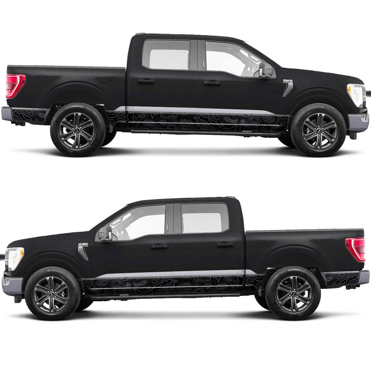 Seitenstufe Topographic Graphics Vinyl -Aufkleber Aufkleber für Ford F150 Zittern

