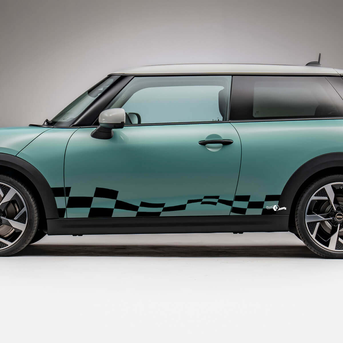 Seitenrennen karierte Streifen Grafik Aufkleber für Mini Cooper S 2
