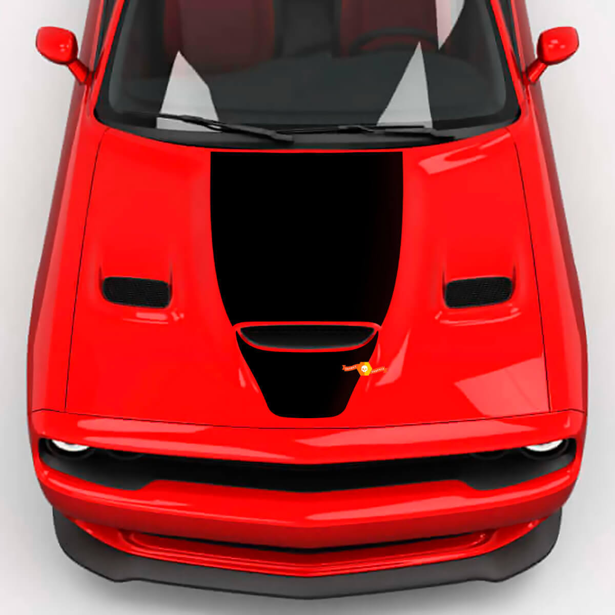 Haubenpapier Central Hemi Hood Blackout Vinyl -Aufkleber Aufkleber für Dodge Challenger

