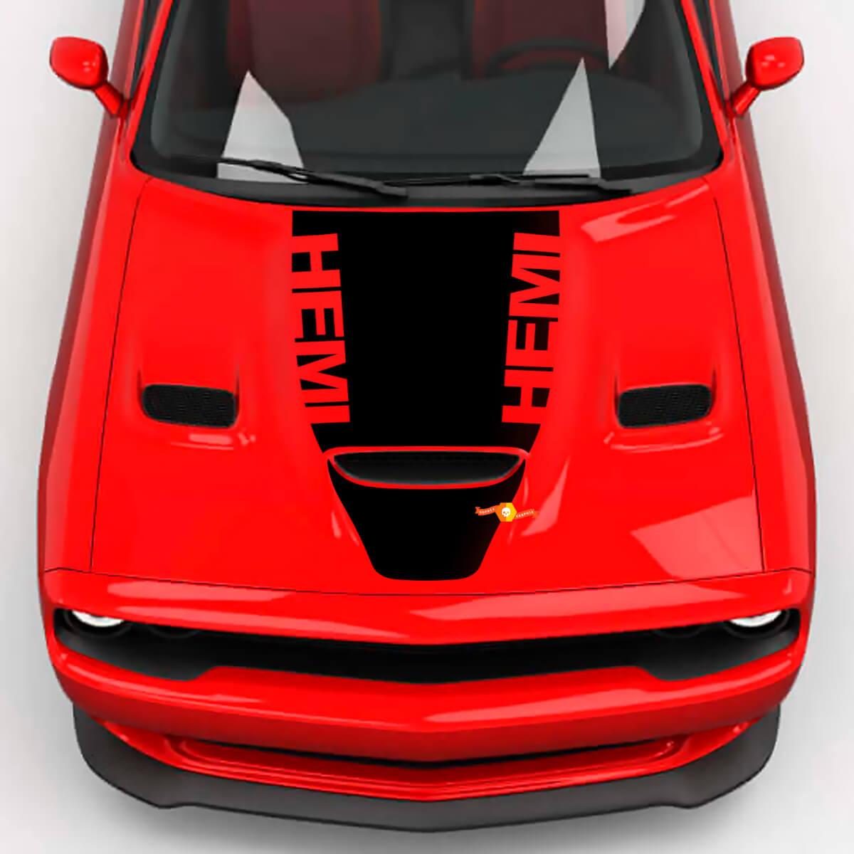 Hood Wrap Central Hemi Hood Blackout Vinyl Aufkleber für Dodge Challenger 2

