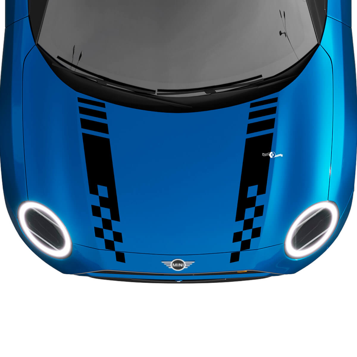 Hood Checked Racing Stripes Rally Decal Graphics Aufkleber für Mini Cooper S
