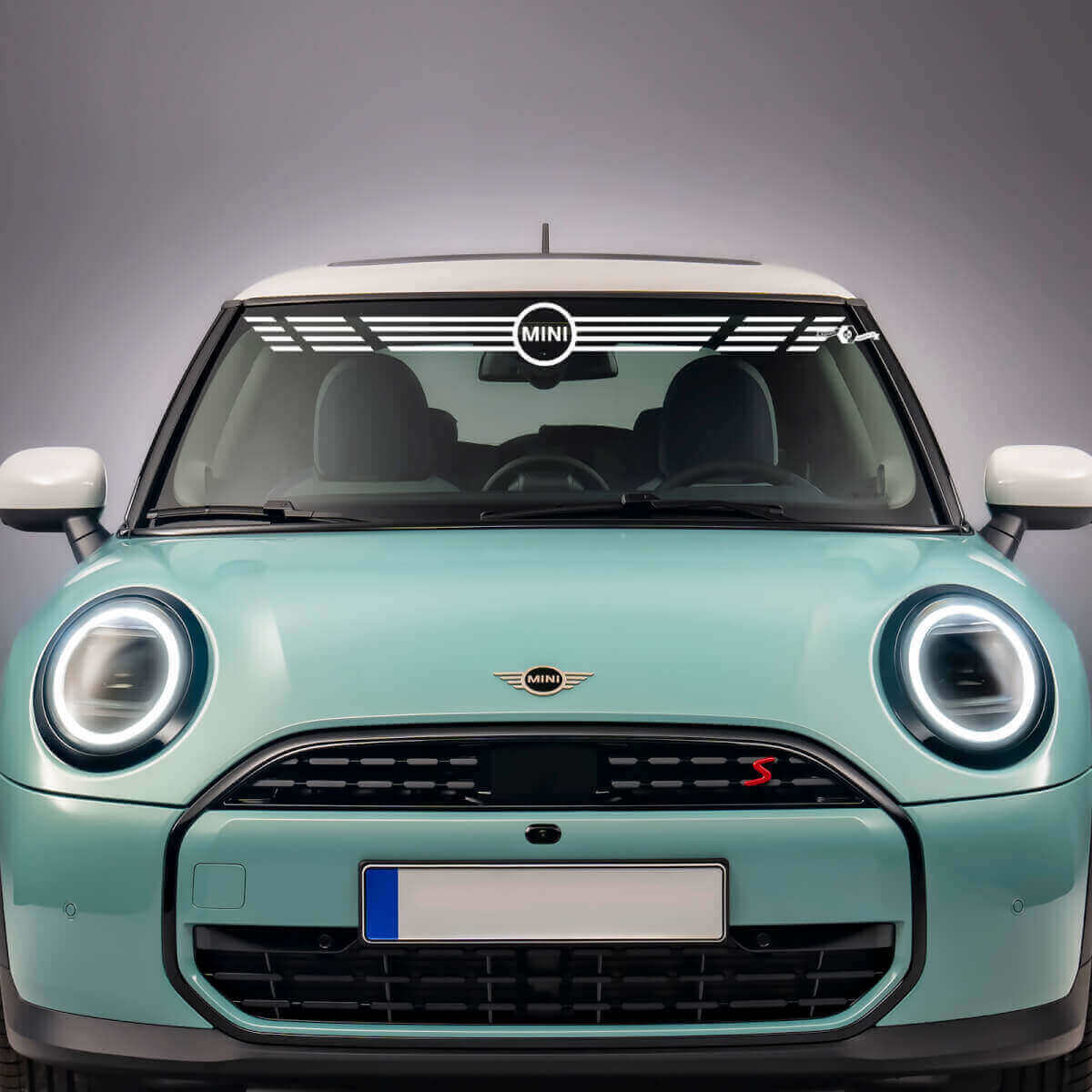 Mini Logo gestreifter Windschutzscheiben-Vinylaufkleber für Mini Cooper S