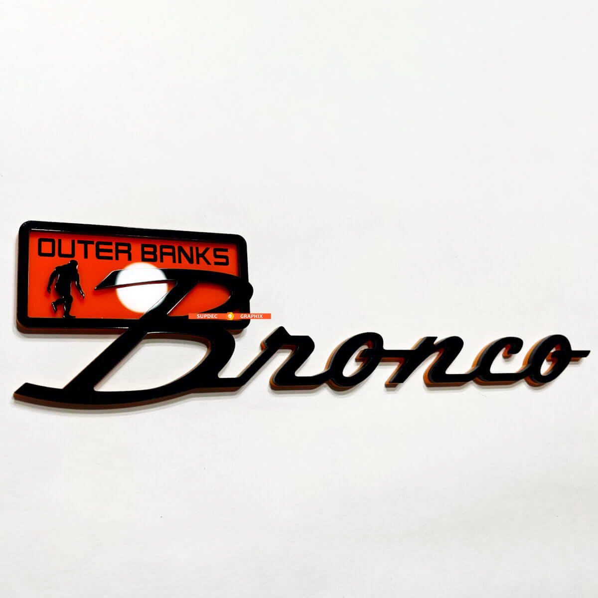 Bronco Everglades Fender Abzeichen Heckklappe Emblem 3D Abzeichen Schwarz gegen Orange
