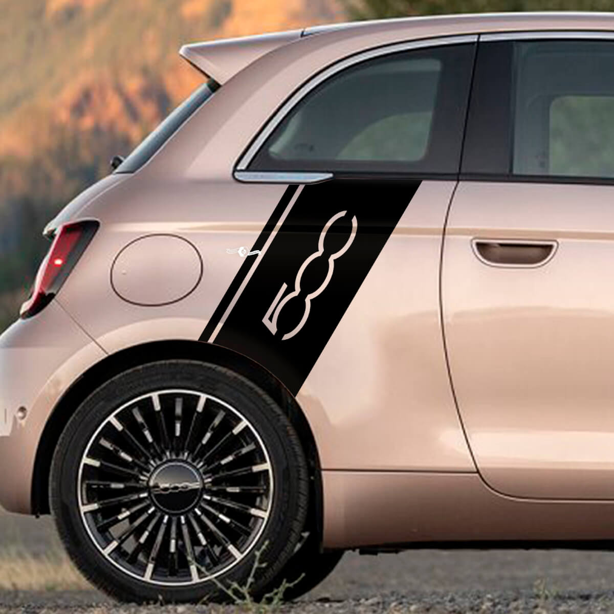 Heck -Kotflügelstreifen -Aufkleber -Seitengrafikstreifen für Fiat 500
