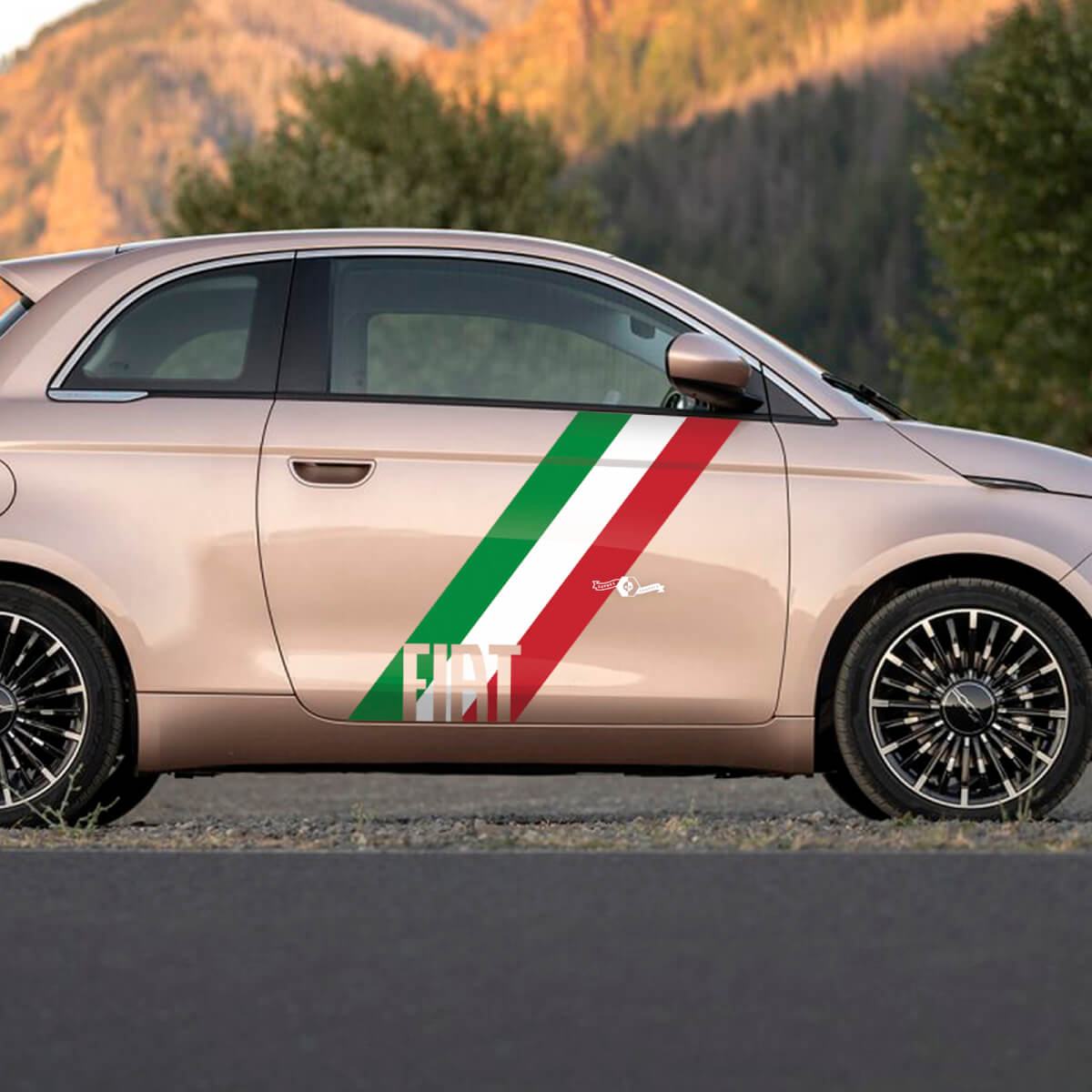 Türflagge Streifen -Aufkleber -Seitengrafikstreifen für Fiat 500
