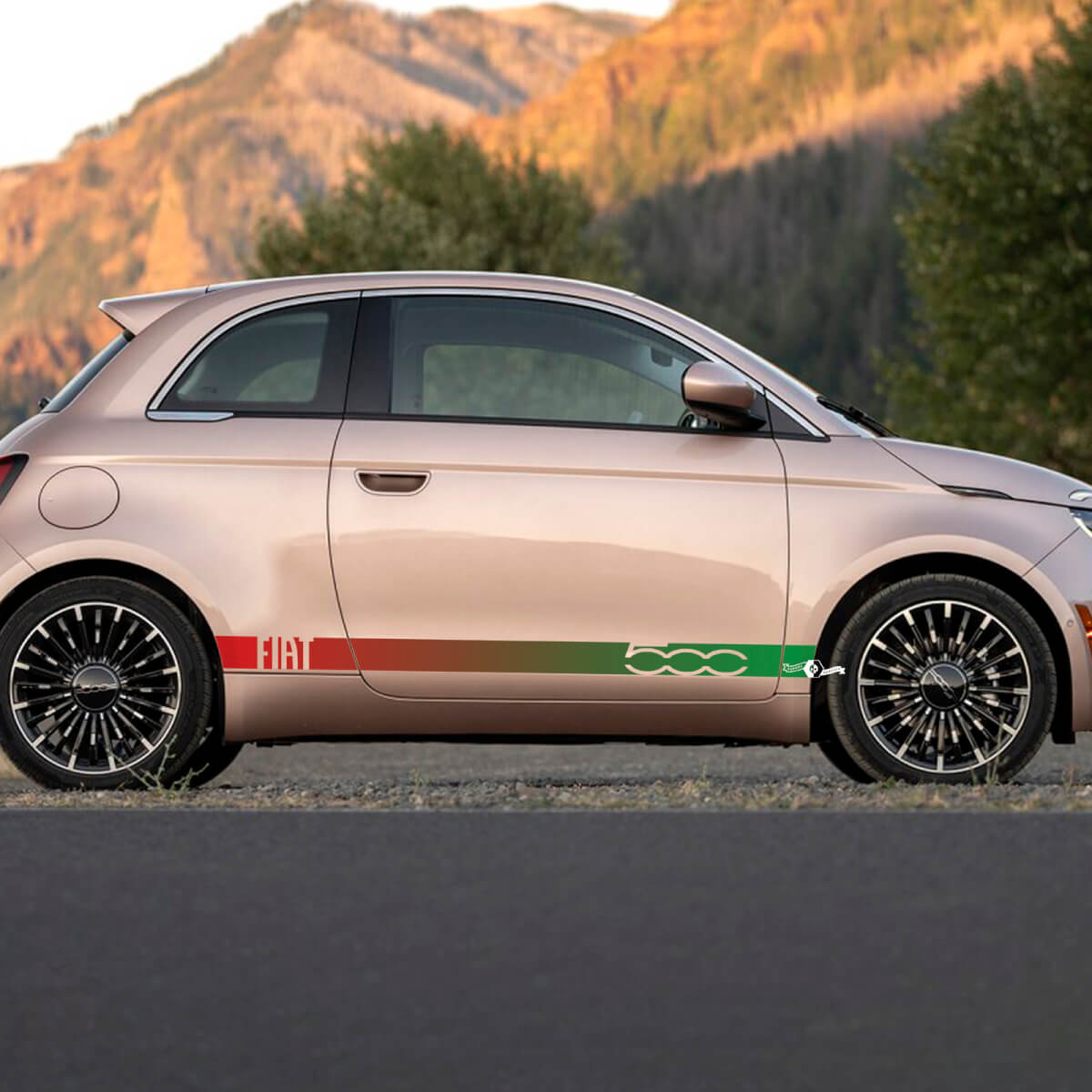 Rocker Panel Stripe Decal Side Graphics Stripes für Fiat 500 3
