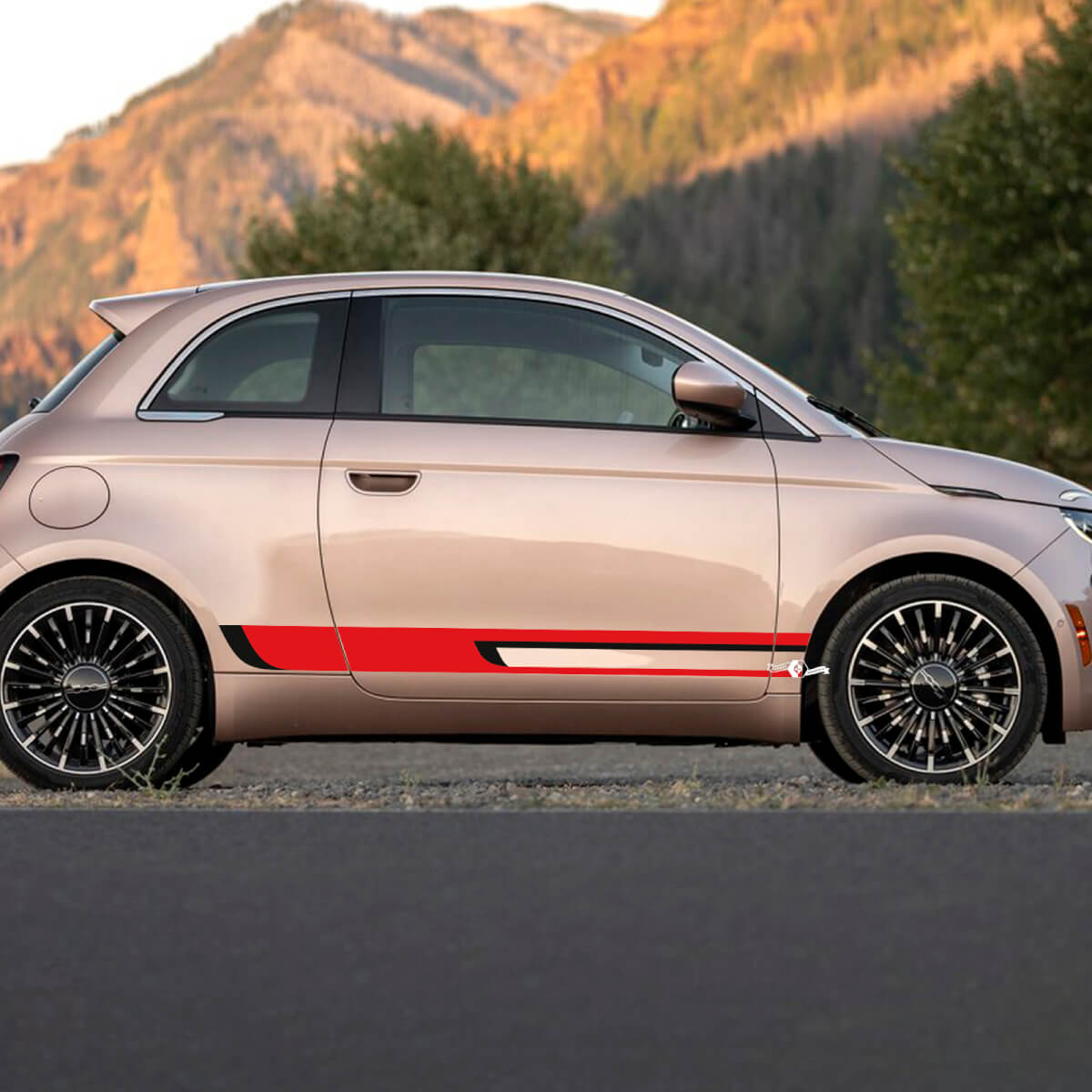 Rocker Panel Zwei Farbstreifen -Aufkleber -Seitengrafikstreifen für Fiat 500
