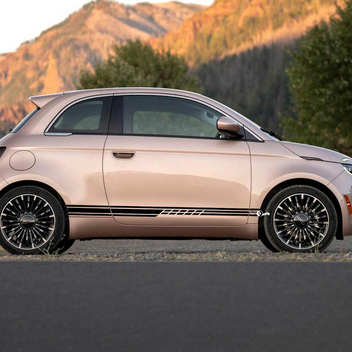 Rocker Panel Stripe Decal Side Graphics Stripes für Fiat 500 4
