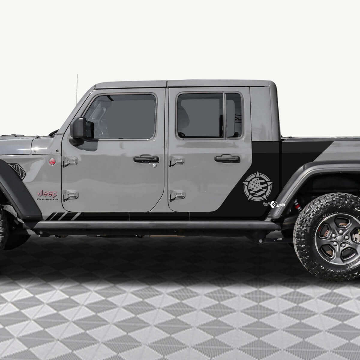 Militärstern US-Flagge Vinyl-Aufkleber passend für die hinteren Seitentüren des Jeep Gladiator 2
