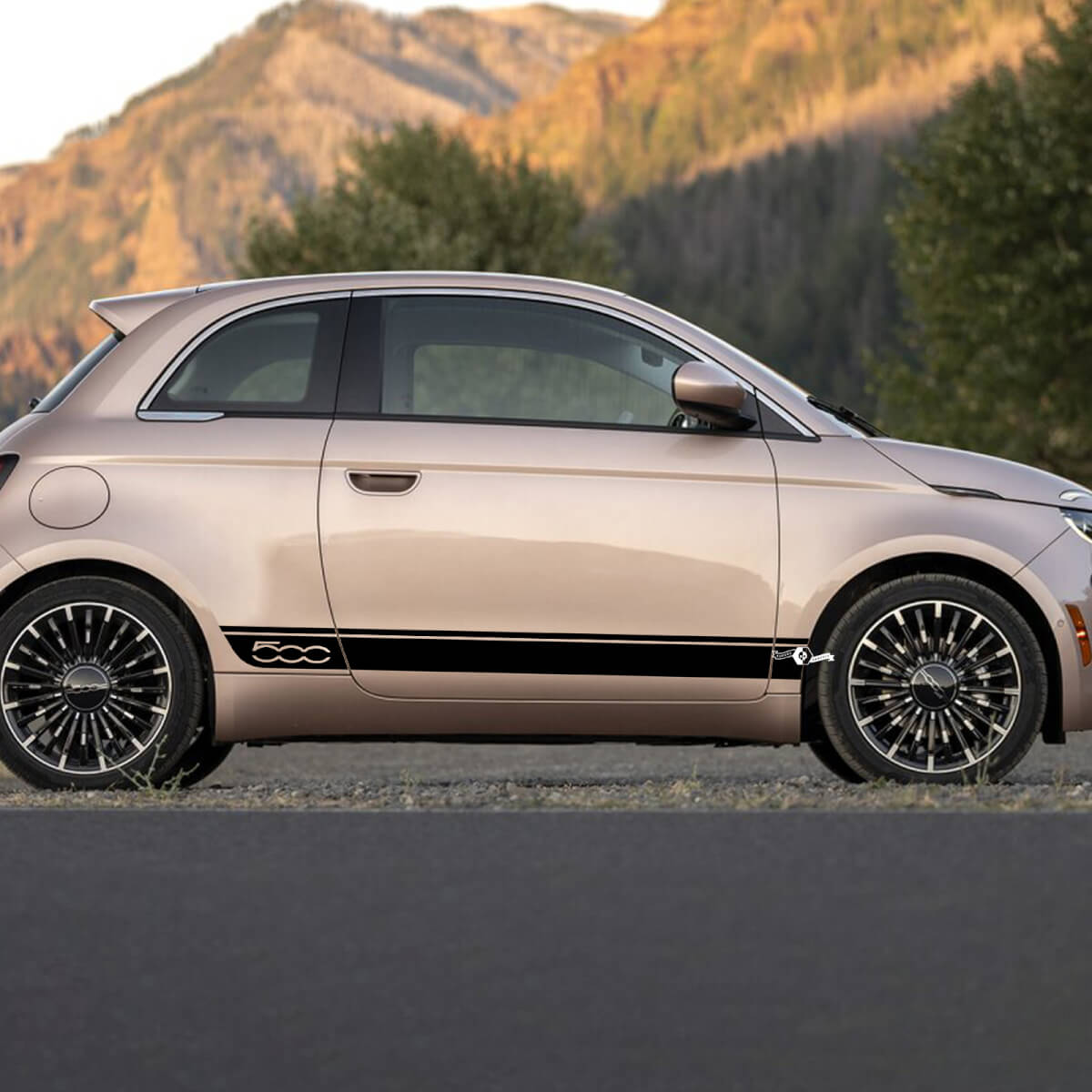 Rocker Panel Checked Flagentüren Aufkleber -Seitengrafikstreifen für Fiat 500
