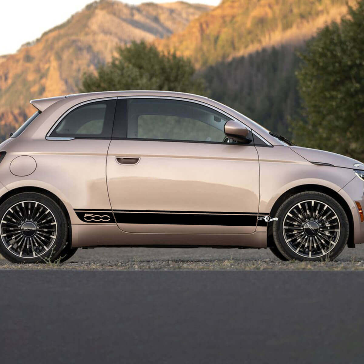 Rocker Panel Checked Flagentüren Aufkleber -Seitengrafikstreifen für Fiat 500
