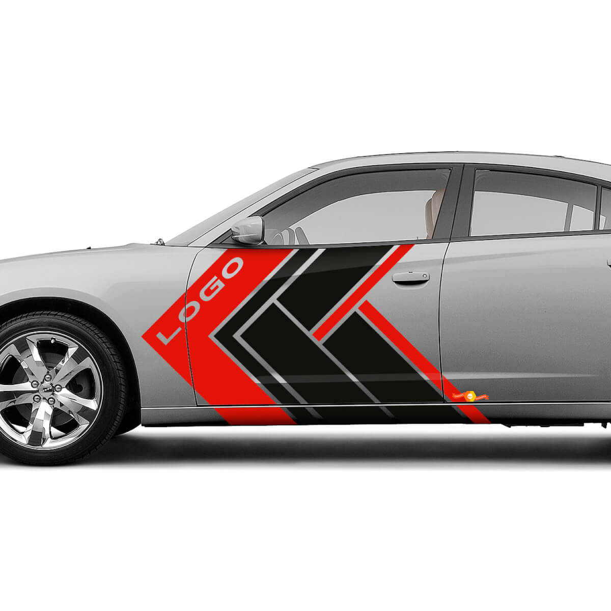 Benutzerdefiniertes Logo Geometrische Seitenstreifen Vinyl-Aufkleber-Set für Dodge Charger