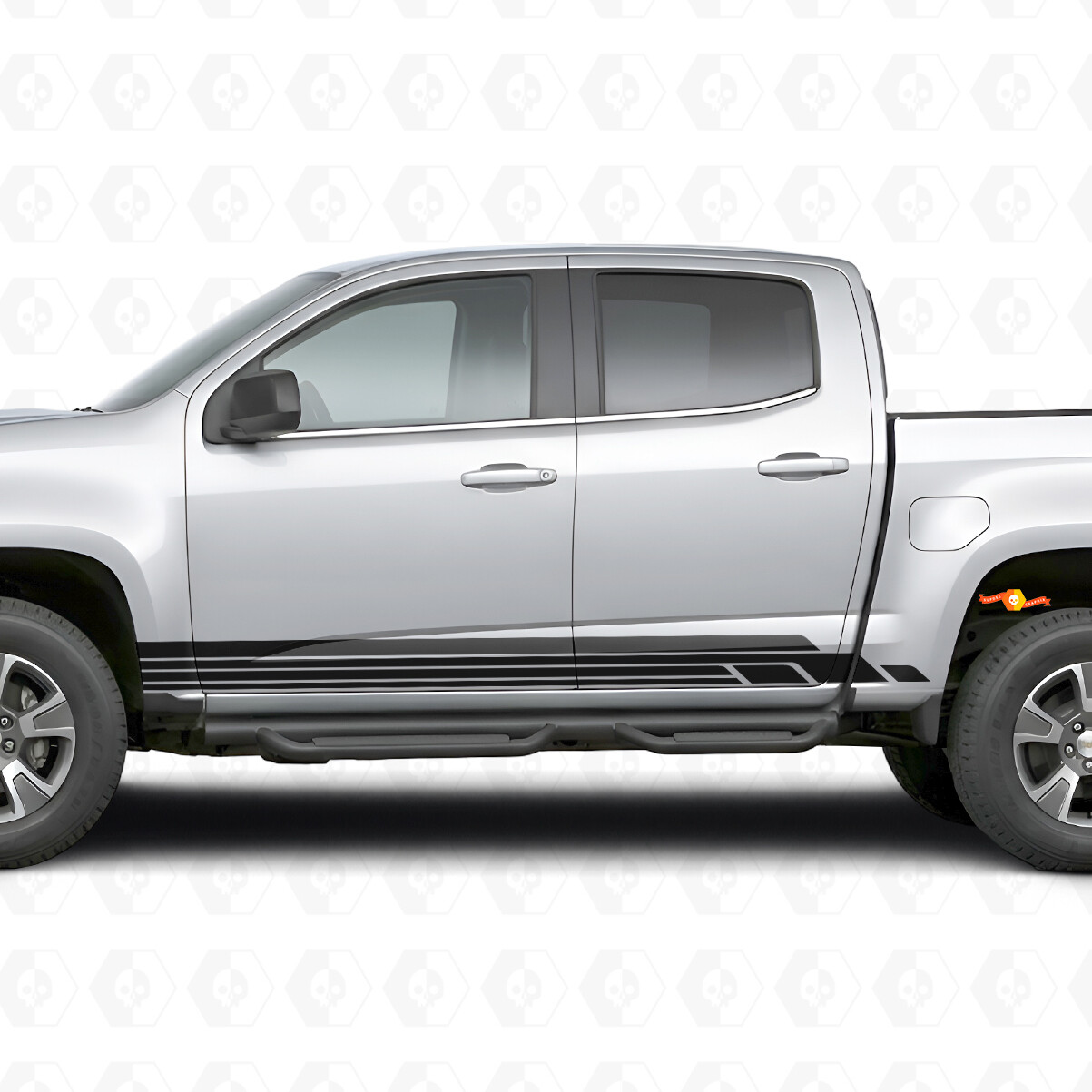 Mehrlagige Vinylstreifen für Tür und Schweller mit Lightning-Design für Chevrolet Colorado 2. Generation 2015-2022
