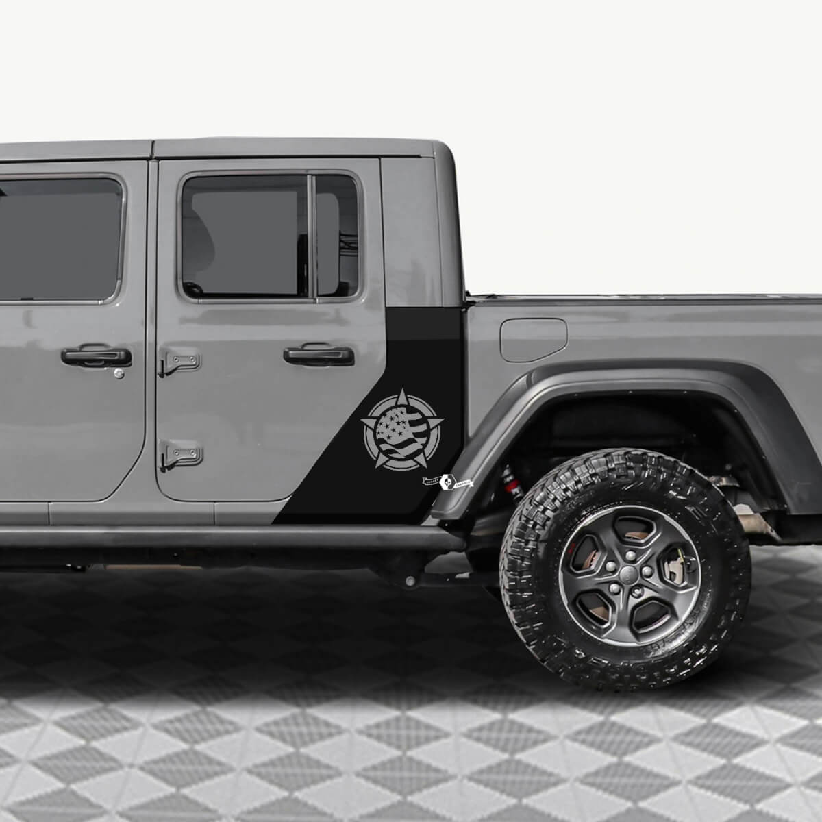 Militärstern US-Flagge Vinyl-Aufkleber für die hinteren Seitentüren passend für Jeep Gladiator 3
