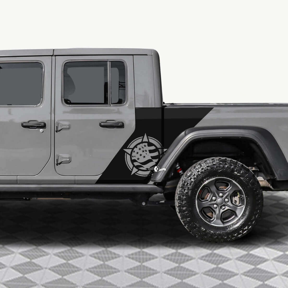 Militärstern US-Flagge Vinyl-Aufkleber für die hinteren Seitentüren passend für Jeep Gladiator 4
