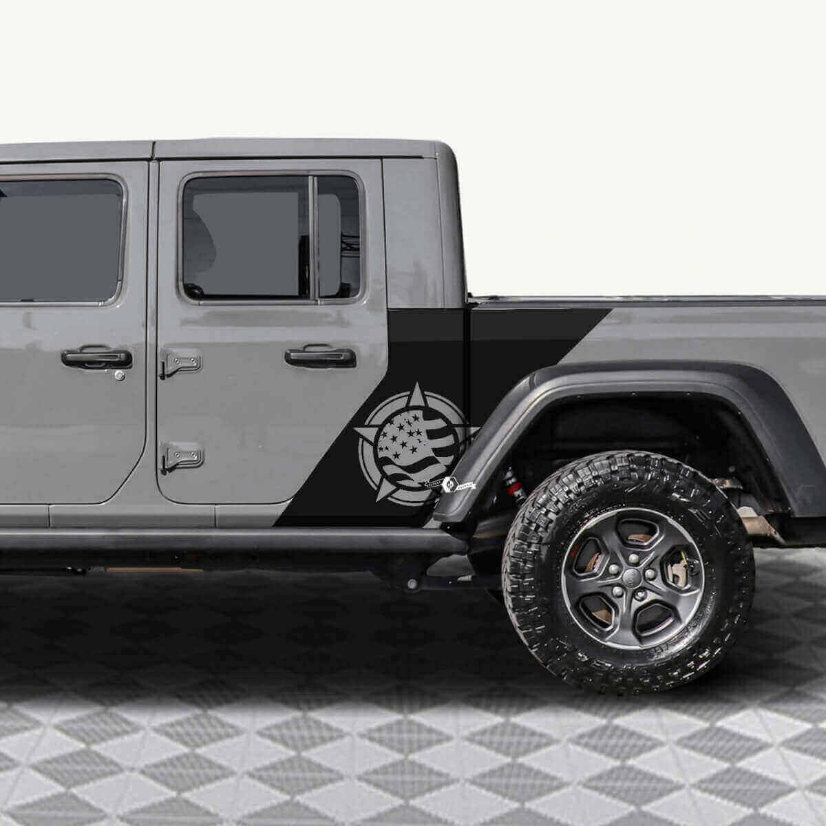 Military Star US Flag Seitlicher Vinyl-Aufkleber Satz für Jeep Gladiator