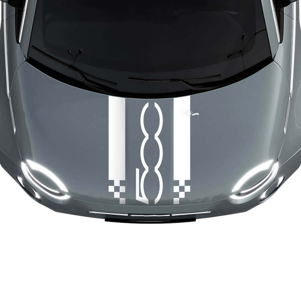 500 Motorhaube Dual Racing Checkered Stripe Decal Aufkleber Grafiken für Fiat 500
