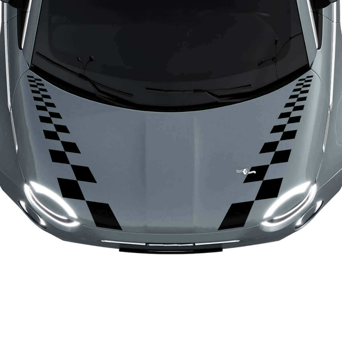 500 Doppelkarierte Motorhaubenstreifen Aufkleber Grafiken für Fiat 500
