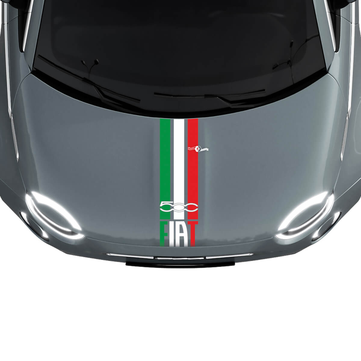 Tri Streifen Italien  Flagge Motorhaubenstreifen Aufkleber Grafiken für Fiat 500
