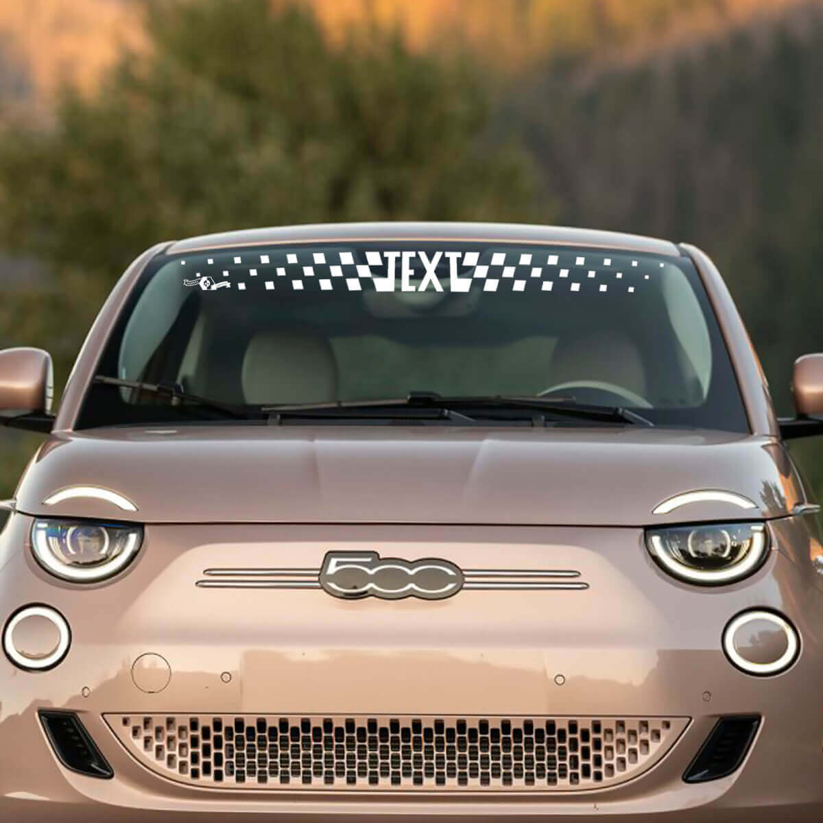 Benutzerdefinierte Text Frontscheibe Karierter Streifen Aufkleber Grafiken für Fiat 500