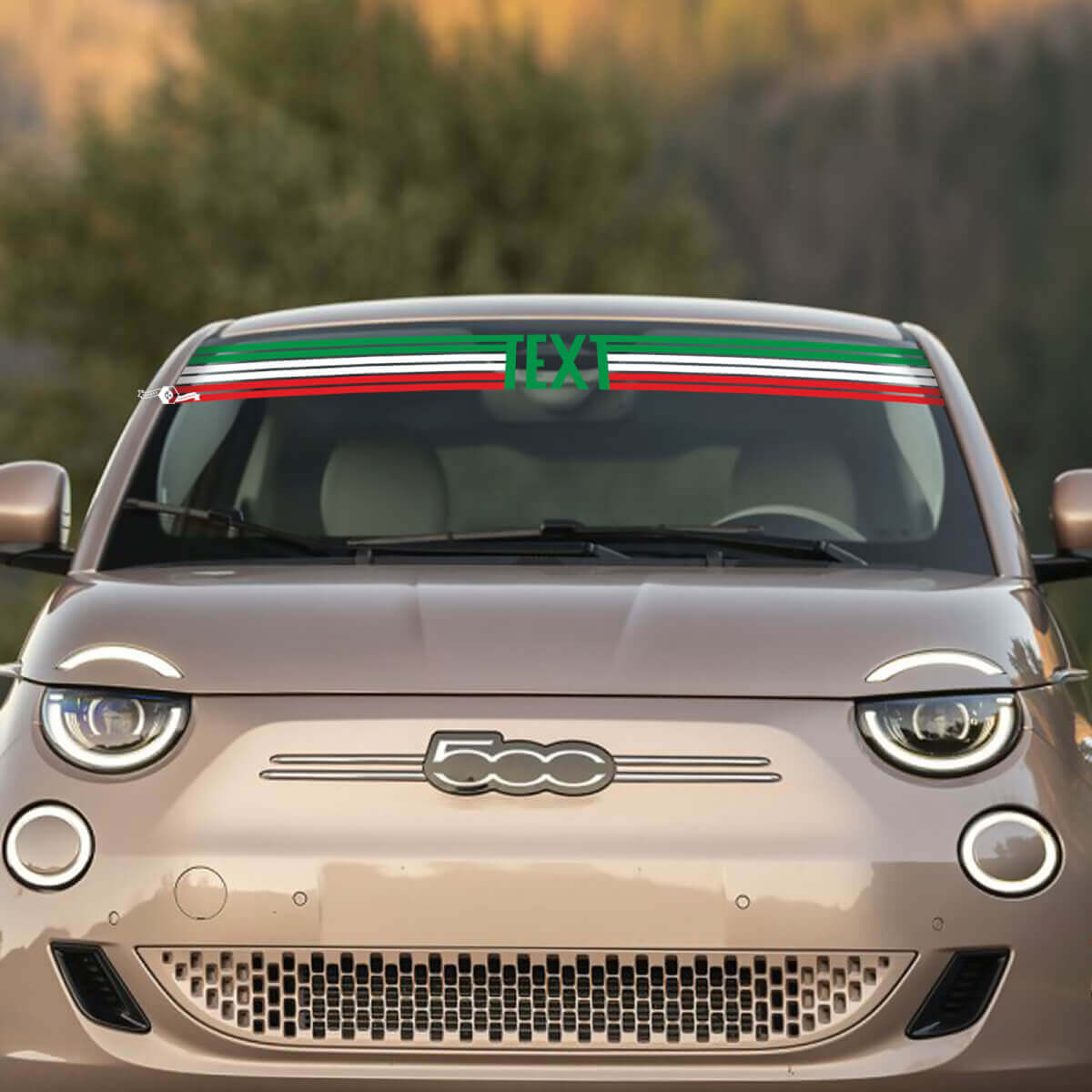 Individuelle Textaufkleber Front Italien Flagge Windschutzscheibenaufkleber Grafiken für Fiat 500