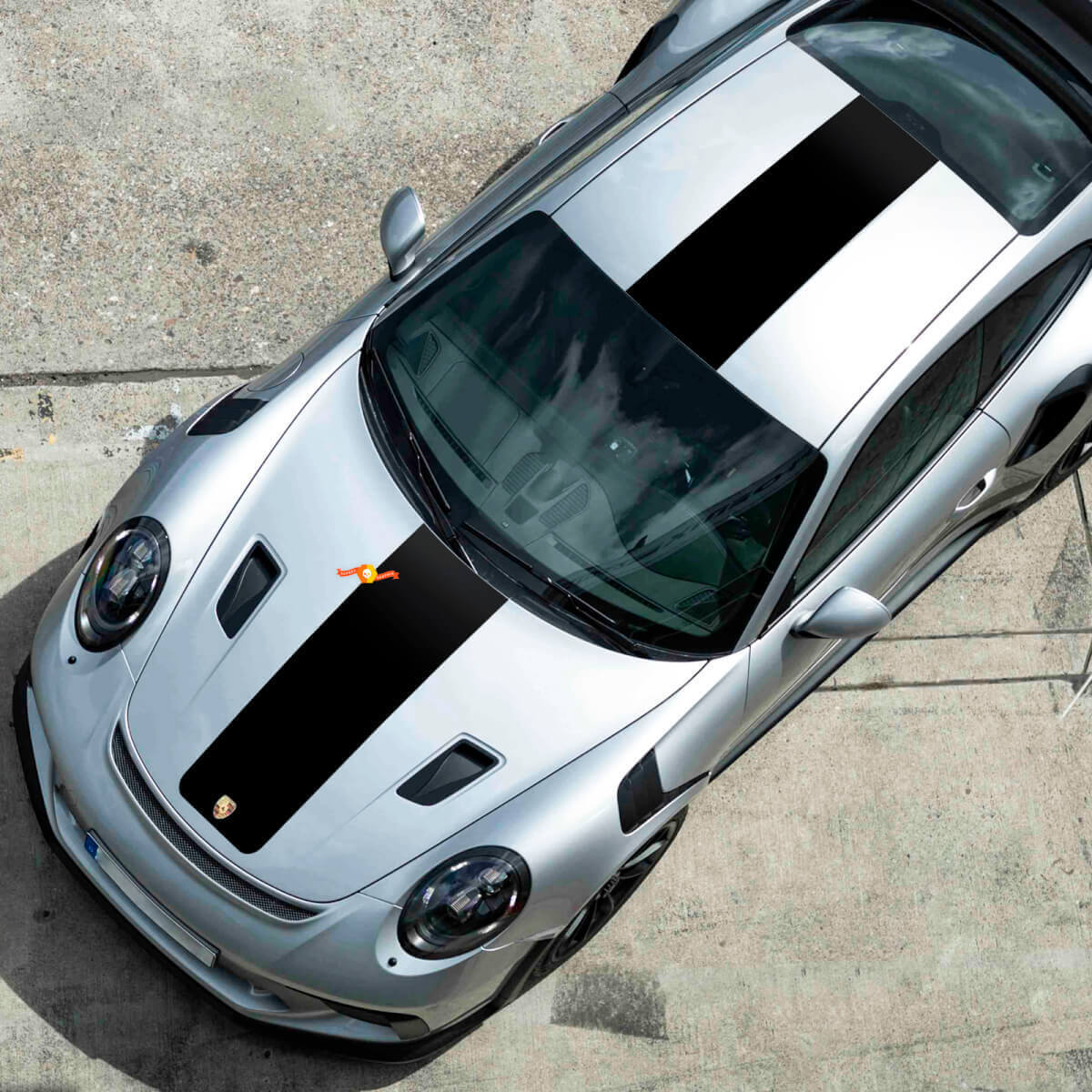 Mittlere Hauben- & Dachstreifen Vinyl-Aufkleber-Set für Porsche 991 GT2 RS