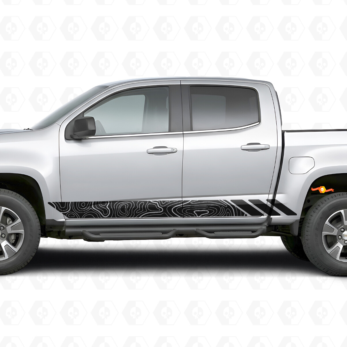 Topografische Kontur Tür- & Schwellerleisten Vinylstreifen für Chevrolet Colorado 2. Gen 2015-2022