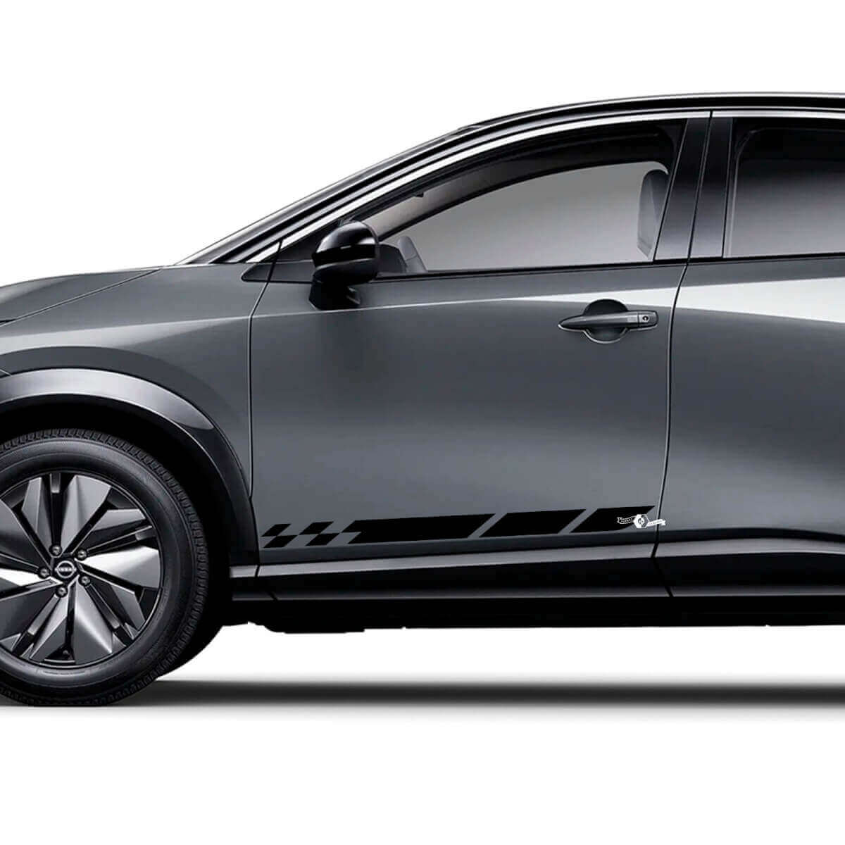 Seiten Universal karierte Streifen Racing Grafik Aufkleber Set für Nissan ARIYA
