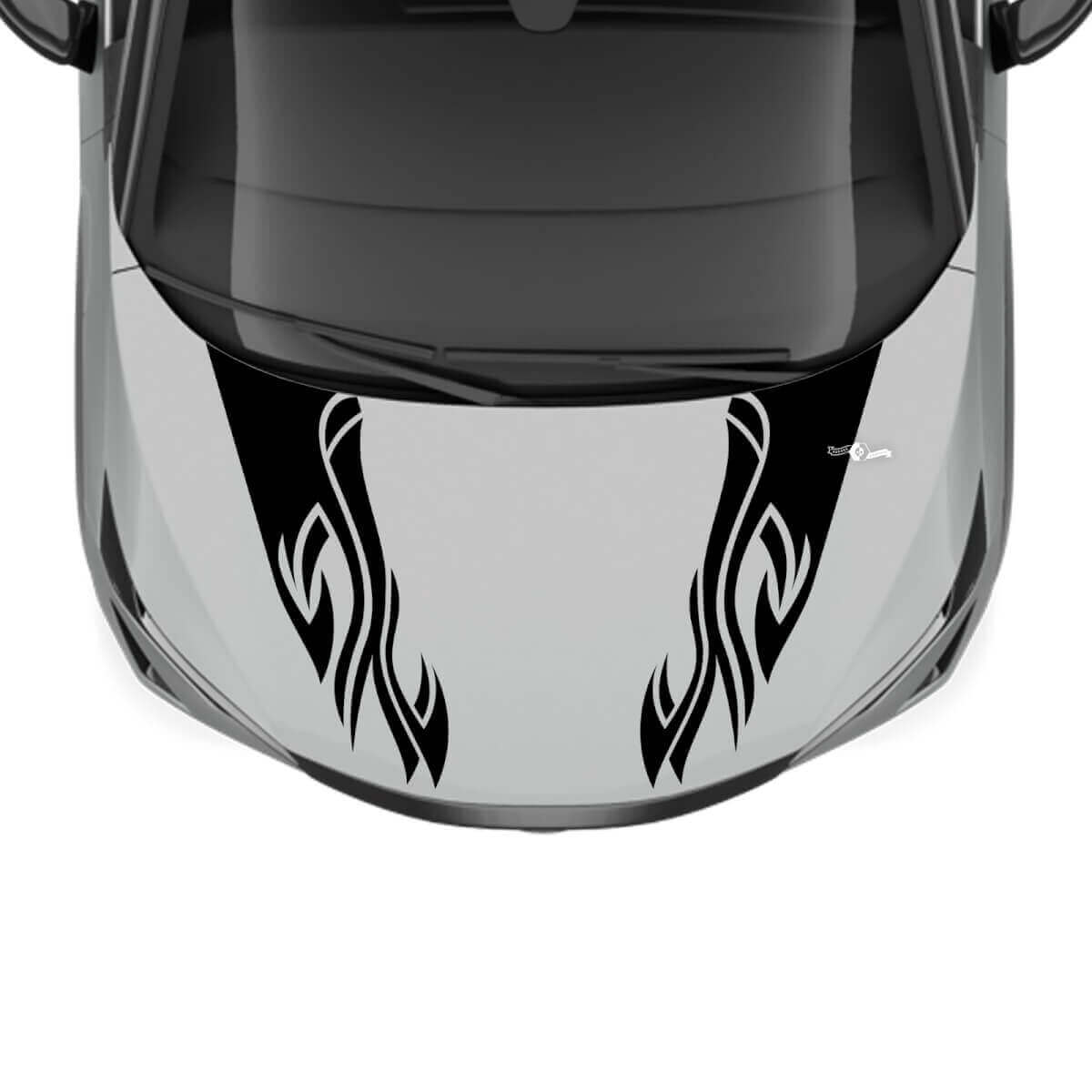 Motorhaube Dual Flame Tribal Stripe Racing Graphics Aufkleber für Nissan ARIYA
