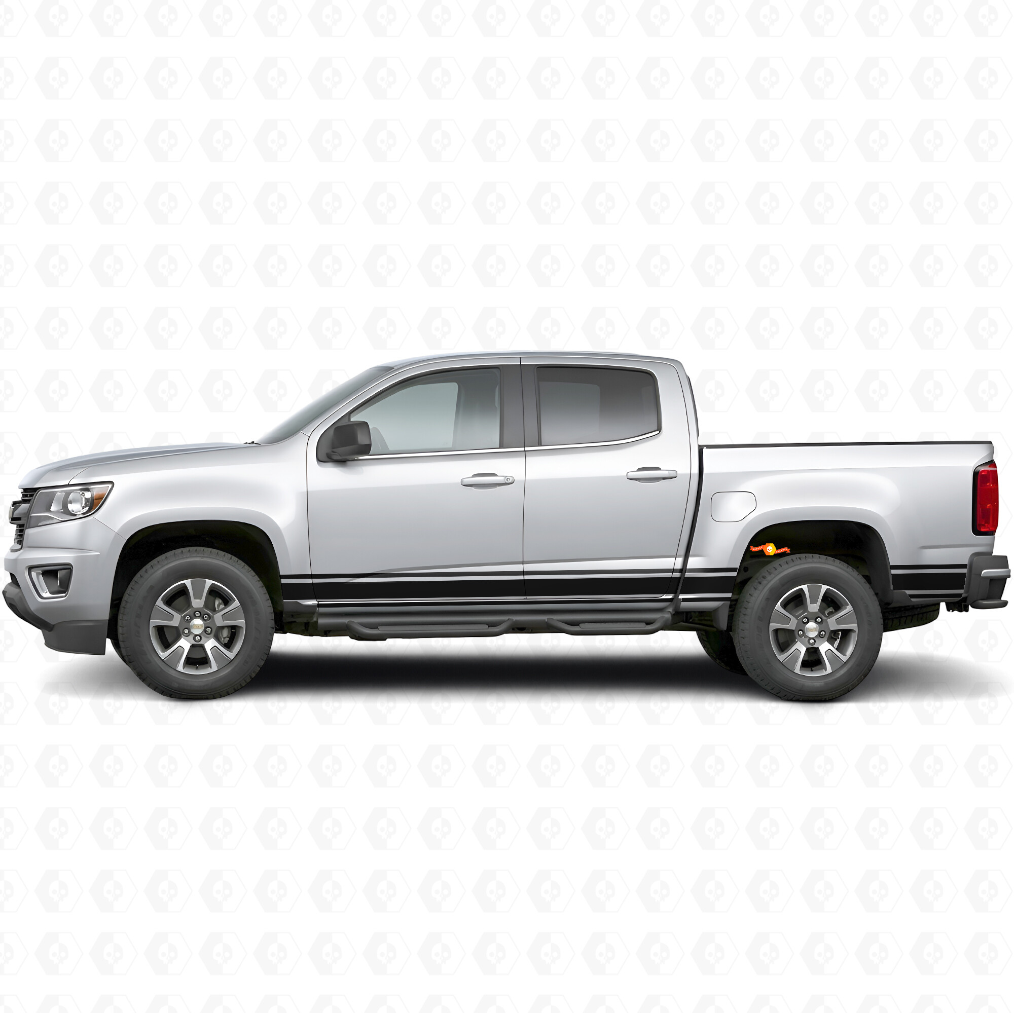 Schmale Akzent-Tür- und Seitenbettrand-Vinylstreifen für Chevrolet Colorado 2. Generation 2015-2022